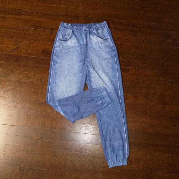 Zyia Distressed Denim Joggers - Picture 1 of 9